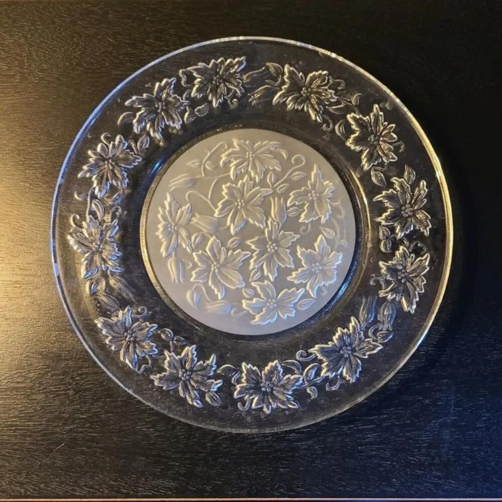 Princess House Fantasia Poinsettia Glass Plate Set 10